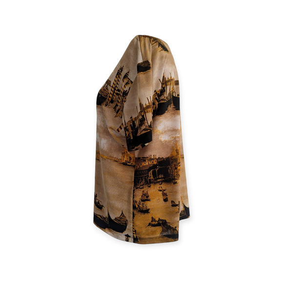 90s Jessica Max Stretchy Top XL Embellished Sepia Gondola Gondolier Venice - Picture 4 of 9